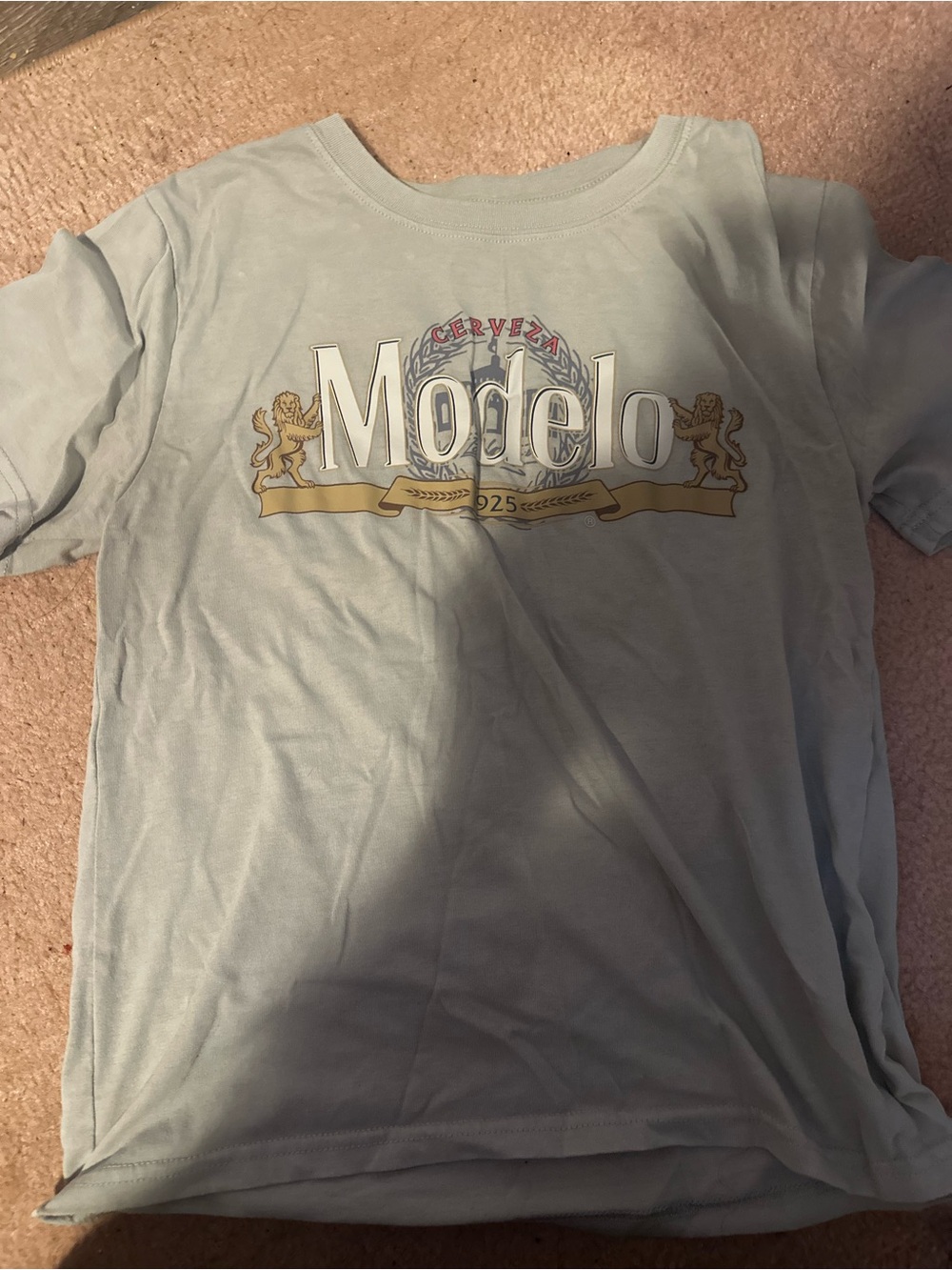 Modelo Pale Blue Short Sleeve Tee with Modelo Crest